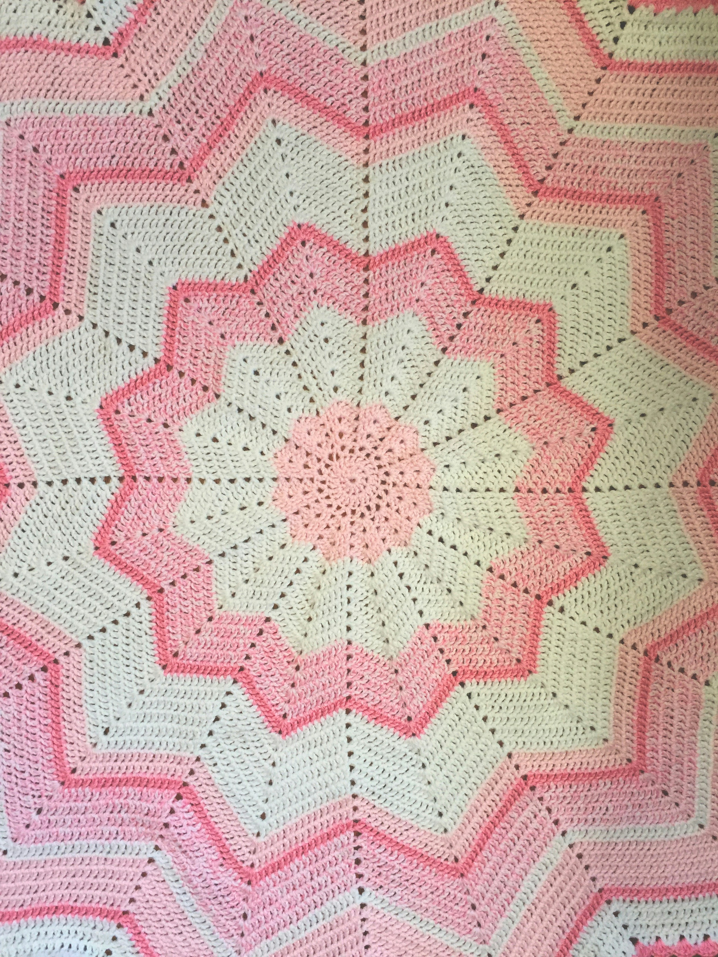 a pink and white star blanket